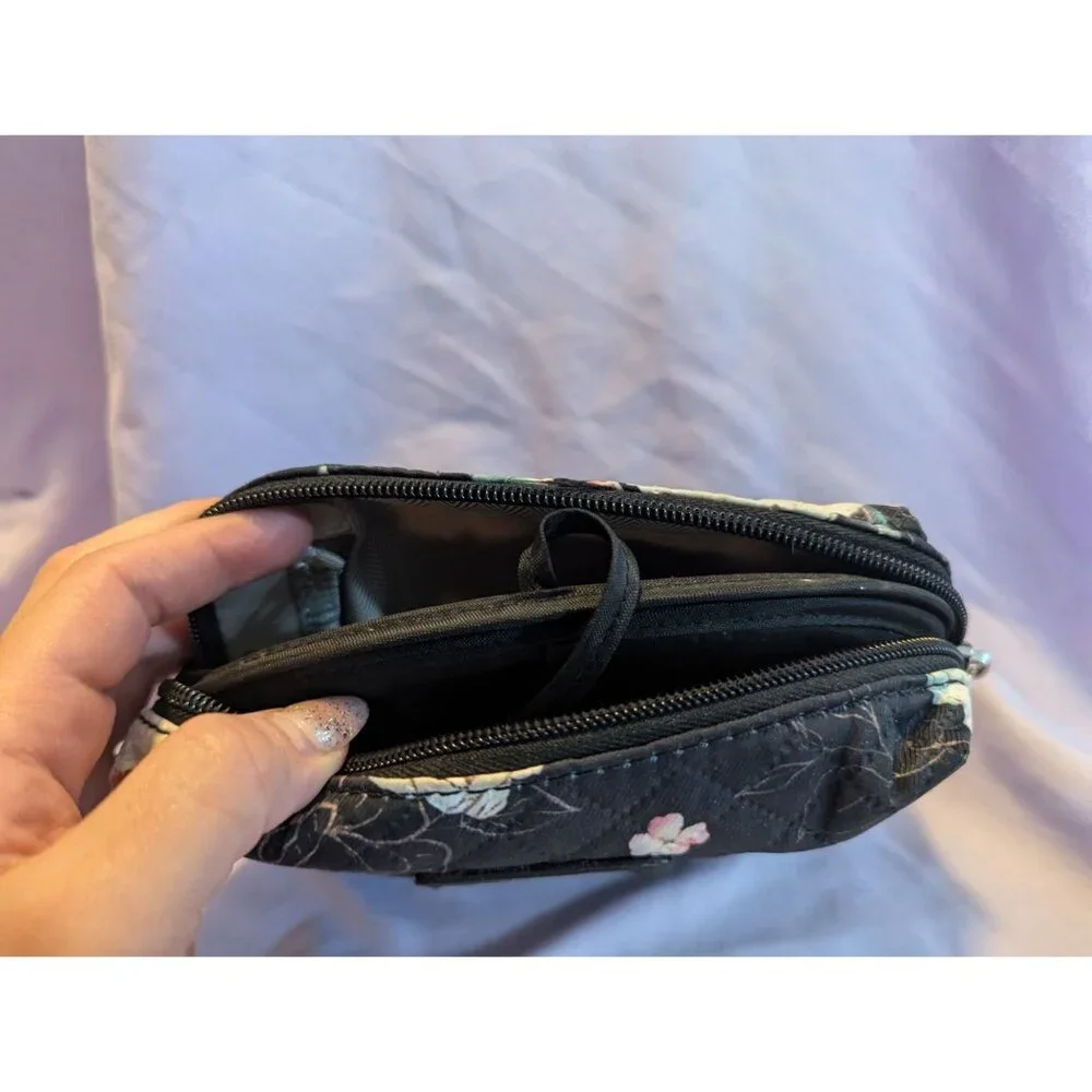 Ibfun Quilted Floral Makeup Bag With Brush Set & Mirror
